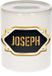 Bellatio Decorations Shoppartners Bv Spaarpot met voornaam Joseph - wit - met goud/zwart embleem - 8 x 9 cm - keramiek - met afsluitdop - cadeau verjaardag
