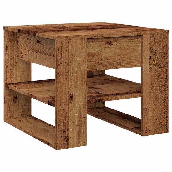 VidaXL Salontafel 55,5x55x45 cm bewerkt hout oud houtkleurig