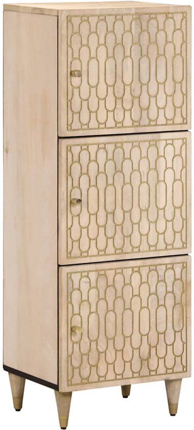 vidaXL Hoge kast massief mangohout naturel 40x33x110 cm