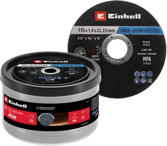 Einhell 711526 Doorslijpschijfset 115 mm 50 stuk(s) Metaal, RVS, Staal, Blik