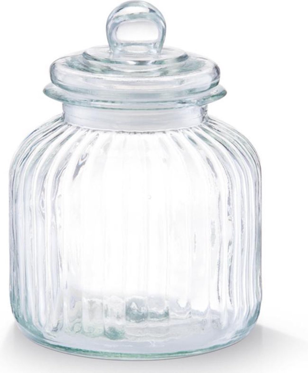 ZELLER Glazen voorraadpot/koekjespot rond met deksel 2800 ml - 17,5 x 22 cm - Snoeppot - Bewaarpot