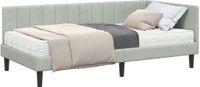 vidaXL Hoekbedframe met Matras en Hoofdeinde, 2 stuks, Lichtgrijs, Fluweel