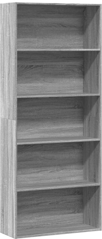 vidaXL Boekenkast 80x30x189 cm bewerkt hout grijs sonoma eikenkleurig