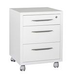 Composad Dressoir met 3 laden en wielen, wit gelakt