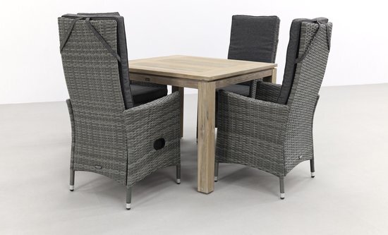 Van der Garde Tuinmeubelen Timber/Rome grey 100 cm. - tuinset 5-delig - verstelbaar