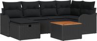 vidaXL Tuinbank - Set - 7 - st - Zwart - Poly - rattan
