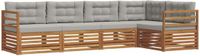 vidaXL Hoek loungeset 5 zitplaatsen Acacia hout Naturel en lichtgrijs