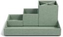 bigso box of sweden BIGSO LENA bureau-organizer voor pennen, paperclips, sticky notes etc. - sorteerdoos met 4 vakken - organisatiesysteem van hardboard en papier in linnenlook - mintgroen