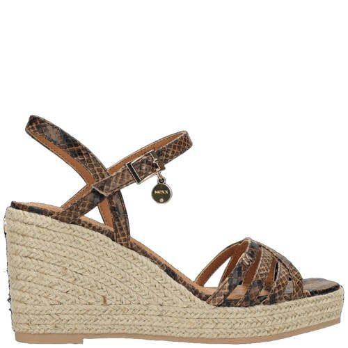 Mexx espadrilles met slangenprint cognac