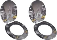 vidaXL Toiletbrillen met deksels 2 stuks New York MDF