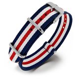 NATOS.com DKM B.V. NATO Horlogeband G10 Military Nylon Strap - Blauw Wit Rood 18mm