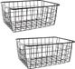 Merkloos Opbergmand - Set van 2x stuks - zwart - metaal - draadmand - 22 x 28 x 12 cm
