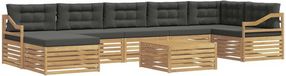 vidaXL - Canapé d'angle - 7 places - Polyester - Blanc et anthracite