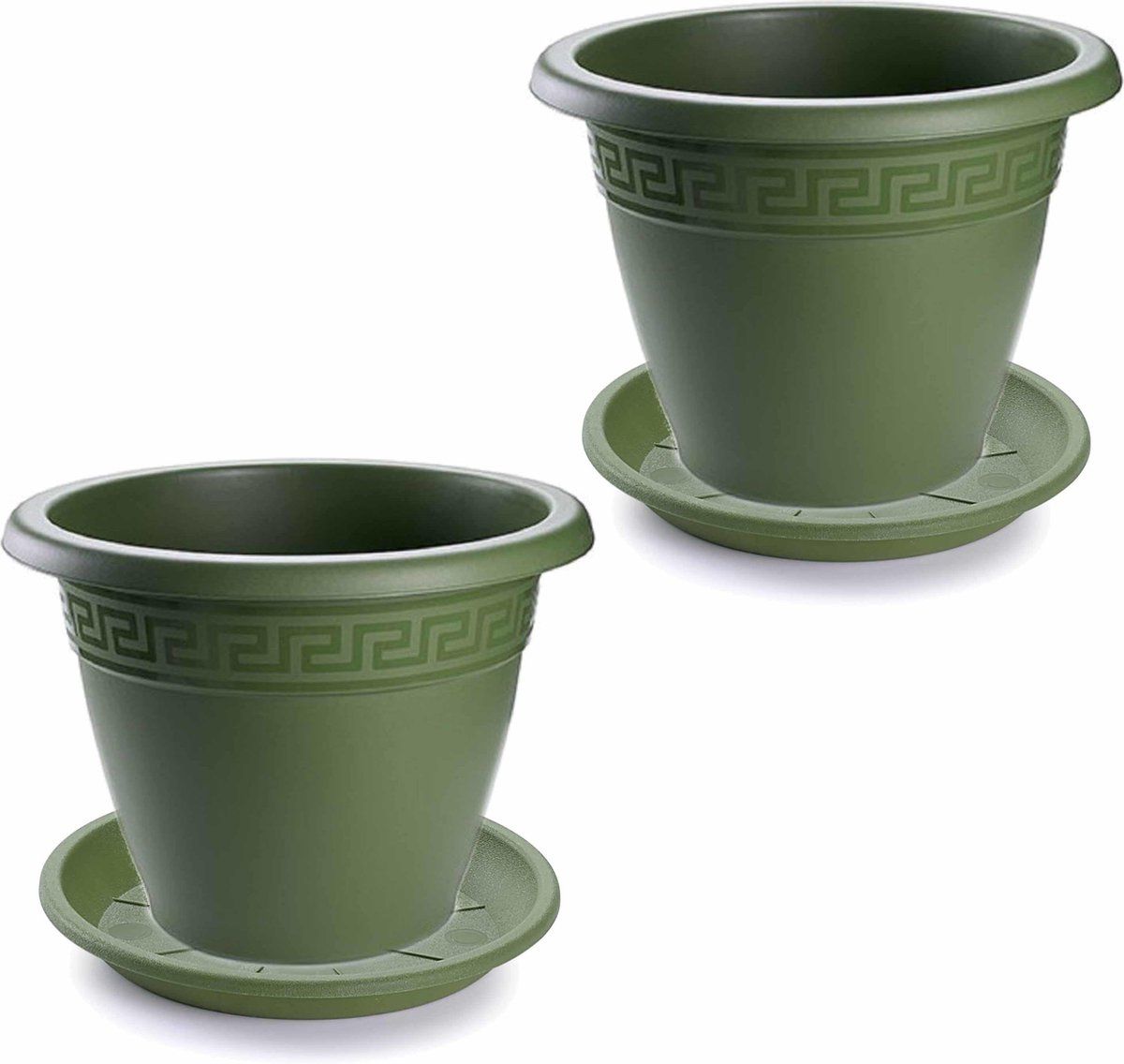 Forte Plastics 4x Bloempotten Donkergroen - Rond Ø 40 cm