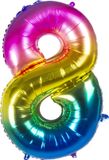 Boland Folieballon '8' Regenboog (86 cm)