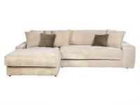 Vente-unique Zitbank met hoek links van beige ribfluweel met brede ribbels CALAZO van