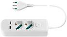 Vimar 0R00625.CC.B Stekkerdoos met schakelaar en 1,5 m kabel, 2 universele uitgangen SICURY en Italiaanse standaardstekker, 2 USB-A-uitgangen, wit