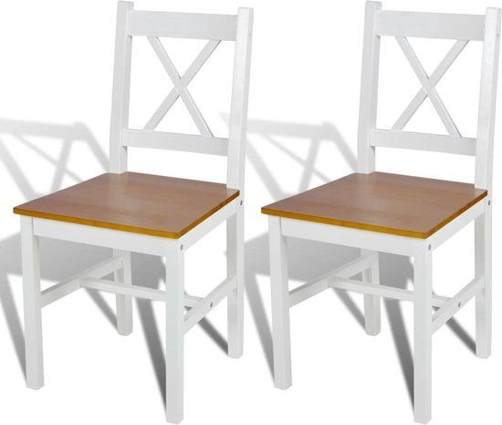 vidaXL Eetkamerstoelen 2 stuks grenenhout wit