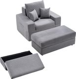 Vevor Chaise Longue Relaxstoel 1115 mm, Modulaire Loungestoel met Decoratieve Kussens en Armleuningen, Bank met Diepe Zitting en Voetenbank voor Woonkamer Slaapkamer, Leesstoel Gemaakt van Zeer Elastisch Spons