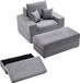 Vevor Chaise Longue Relaxstoel 1115 mm, Modulaire Loungestoel met Decoratieve Kussens en Armleuningen, Bank met Diepe Zitting en Voetenbank voor Woonkamer Slaapkamer, Leesstoel Gemaakt van Zeer Elastisch Spons
