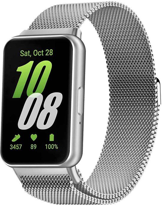 imoshion Ploonk Milanees magnetisch bandje - Geschikt voor Samsung Galaxy Fit 3 - Zilver