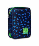 SJ GANG STYLE JAM GANG Sac d'école, SPEED PAD, SHIFTY SPORTS, trousse à crayons à fermeture éclair unique, entièrement équipée, étagères amovibles, 100% tissu, bleu, Taille Unique, classique