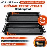 ICQN Oven Bakplaat Set - 2 stuks - 455 x 375 x 30 mm - Geëmailleerd