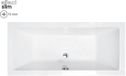 Badland QUADRO SLIM ligbad 165 x 75 cm wit met styropor ombouw met bamboe badplank