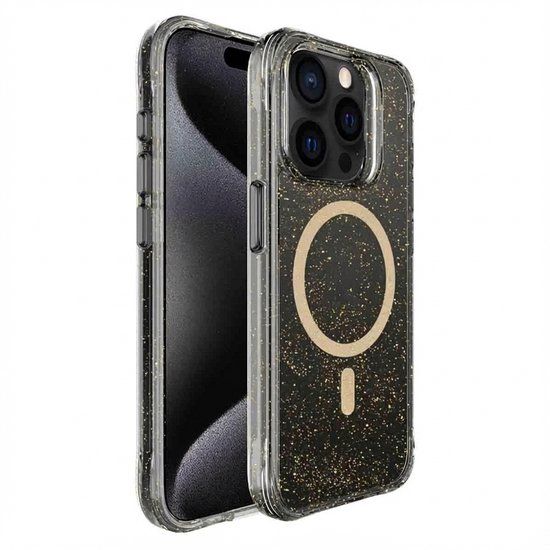 imoshion Hoesje - Geschikt voor Apple iPhone 15 Pro Max - Glitter Backcover geschikt voor MagSafe 2.0 - Goud