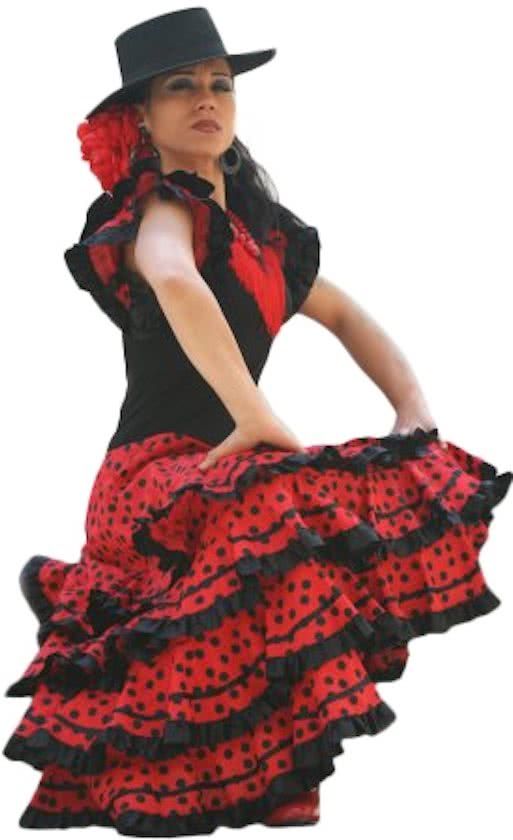 Spaansejurk NL Spaanse jurk - Flamenco - Zwart/Rood - Maat 38/40 - Verkleed jurk