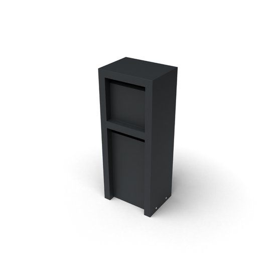 Merkloos Litru Duo Brievenbus zwart met 2 bussen L40 x B30 x H100 cm