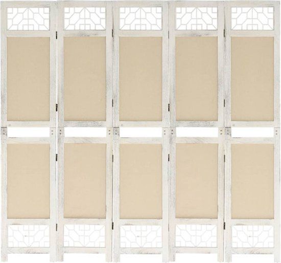 vidaXL Kamerscherm - 5 Panelen - 175x165 cm - Stof - Crèmekleurig