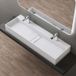Doporro Vasque à poser blanc mat lavabo de salle de bains suspendu 120x40x14cm avec perçages pour 2 robinets lave mains avec bonde et cache bonde Colossum6028