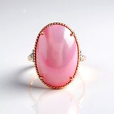 Cavill - Luxe Cocktailring 925 Sterling Zilver met Palladium Coating - Roze Ovaal Mabé Parel 31x19,6mm - Cambodjaanse Zirkonia