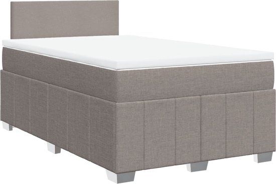 vidaXL Boxspring met matras stof taupe 120x200 cm
