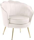 CLP Rosita Fauteuil - Met armleuning - Goudkleurig metalen frame - Velvet - Fluweel - creme