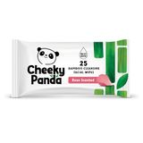 The Cheeky Panda Bamboe make-up remover doekjes | Duurzame gezichtsdoekjes Oogmake-up remover | Rose geurende verpakking van 25 gezichtsdoekjes | 99% gezuiverd water