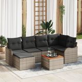 vidaXL Tuinbank - Set - 7-delig - Grijs - Polyrattan
