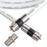 RELIAGINT 7,6 m, RG6 witte coaxkabel met F-pin-connector, F81 dubbele vrouwelijke verlengadapter, lage verliezen hoge snelheid coaxkabel snoerverlenger voor HD-tv, schotel, satelliet, antenne