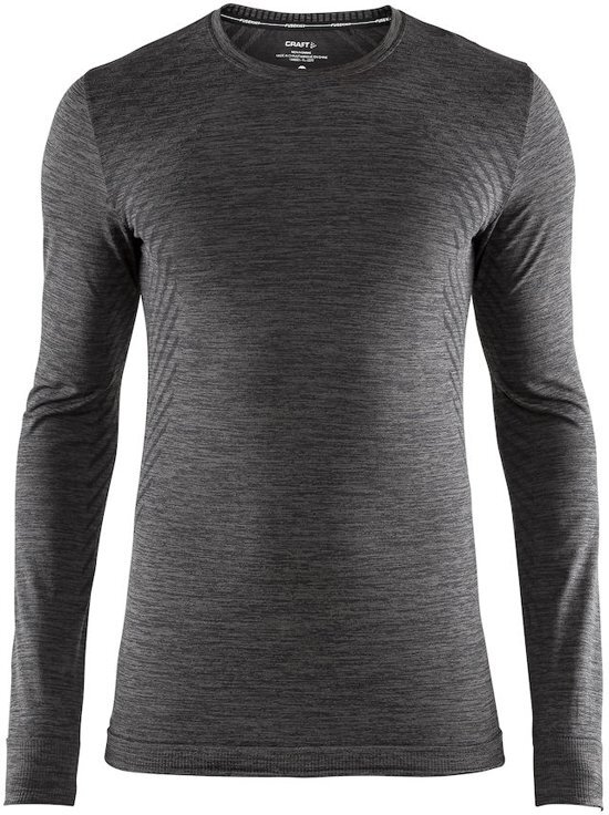 Craft Fuseknit Comfort Rn Ls Heren Sportshirt - Black Melange - S