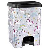 Grijze Great Plastic Pedaalemmer 26 liter kunststof zilver eenhoorn design 26 liter