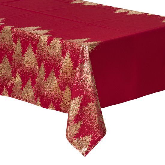 Merkloos Donkerrood Tafelkleed - 140x360cm - Rechthoekig - Polyester - Kerstdecoratie