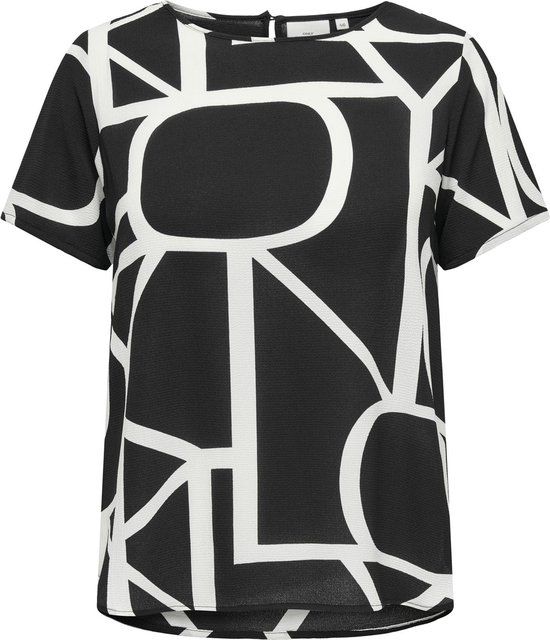 ONLY CARMAKOMA CARVICA LIFE SS TOP WVN NOOS - Black/Maritime Great Logo - Size 42