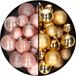 Decoris Kaemingk B.V. Kerstballen 60x stuks - mix goud/lichtroze - 4-5-6 cm - kunststof - kerstversiering