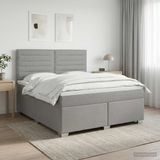 vidaXL Boxspringbed met matras, lichtgrijs, 140 x 200 cm, stof