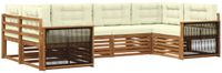 vidaXL - Buiten - bank - set - 6 - st - Natuurlijk - en - Crème - Massief - Acacia - Hout