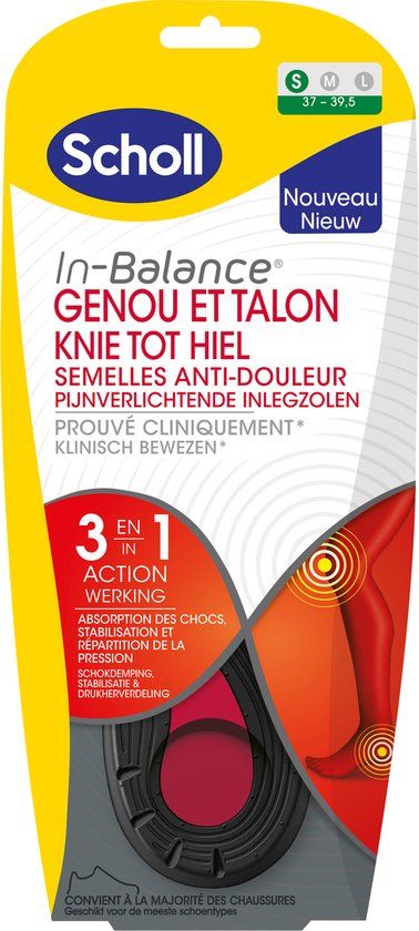 Scholl In Balance pijnverlichtende inlegzolen Knie tot Hiel - Small - Maat 37-39,5 - 1 Paar