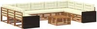 vidaXL - Buiten - bank - set - 10 - st - Natuurlijk - en - Crème - Massief - Acacia - Hout