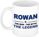 Bellatio Decorations Rowan cadeau mok - man myth legend - naam koffiemok / beker - wit en blauw - 300 ml - verjaardag