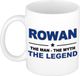 Bellatio Decorations Rowan cadeau mok - man myth legend - naam koffiemok / beker - wit en blauw - 300 ml - verjaardag